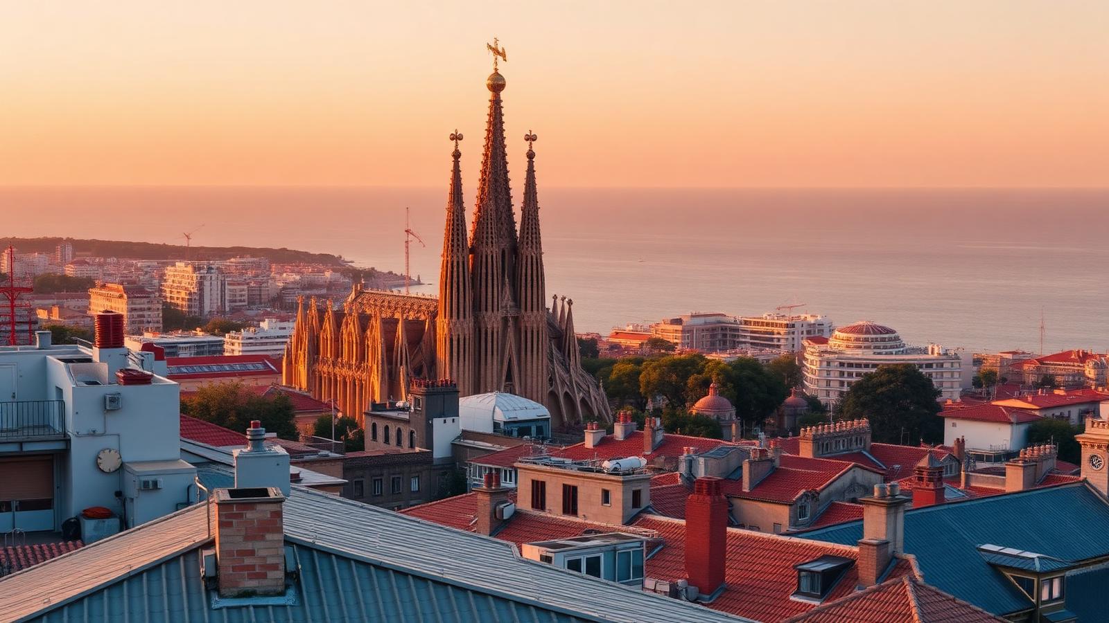 La Sagrada Familia de Barcelone au soleil du matin